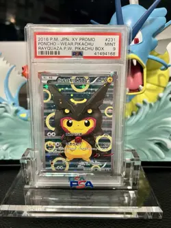 2016 Pokemon XY Promo Rayquaza Poncho Wear Pikachu #231 PSA 9 Mint - Image 1