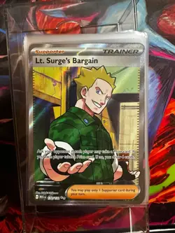 Pokemon TCG Lt. Surge's Bargain Full Art Holo Rare 170/132 Mega Evolutions NM - Image 1