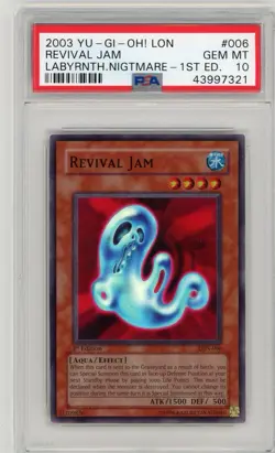 2003 Yu-Gi-Oh! Labyrinth Of Nightmare Revival Jam 1st Edition LON-006 PSA 10 Gem - Image 1