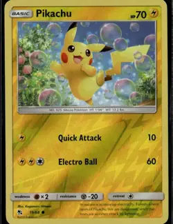 Pikachu Common Hidden Fates 19/68 Lightning Reverse Holo Pokemon Card - Image 1