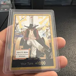 DON!! Card (Dracule Mihawk) (Gold) The Azure Sea's Seven Foil One Piece - Image 2
