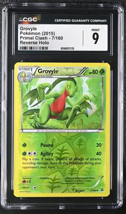 CGC 9 MINT Grovyle 2015 Primal Clash 7/160 Reverse Holo Pokemon Card - Image 1