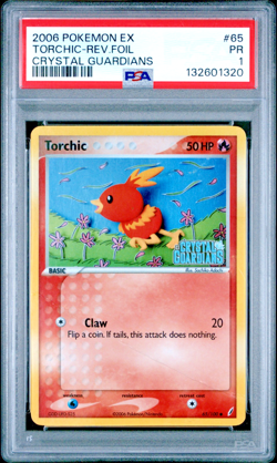 PSA 1 2006 Pokemon Crystal Guardians Torchic Reverse Holo 65 + Holon Phantoms - Image 1