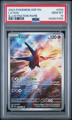2024 POKEMON SSP EN-SURGING SPARKS ILLUSTRATION RARE #203 LATIOS PSA 10 - Image 1