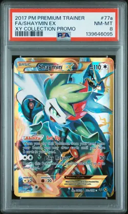 2017 POKEMON PREM TRAINER XY COLL PROMO #77A FULL ART/SHAYMIN EX PSA 8 - Image 1