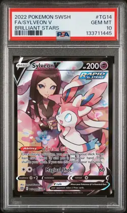 2022 POKEMON SWORD & SHIELD BRILLIANT STARS #TG14 FULL ART/SYLVEON V PSA 10 - Image 1