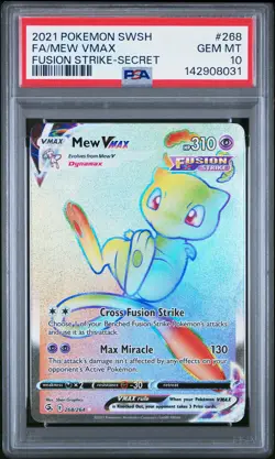 2021 POKEMON SWORD & SHIELD FUSION STRIKE SECRET #268 FULL ART/MEW VMAX PSA 10 - Image 1