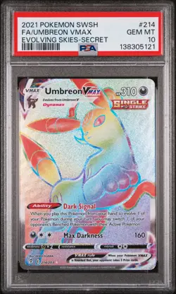 2021 POKEMON SWORD & SHIELD EVOLVING SKIES SECRET FULL ART/UMBREON VMAX PSA 10 - Image 1