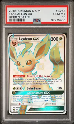 2019 POKEMON SUN & MOON HIDDEN FATES #SV46 FULL ART/LEAFEON GX PSA 10 - Image 1
