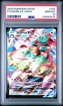2020 POKEMON SWORD & SHIELD #142 FULL ART/SNORLAX VMAX PSA 10 - Image 1