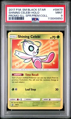 2017 POKEMON SM BLACK STAR PROMO SHINING CELEBI #SM79 HOLO PSA 9 MINT #113049850 - Image 1