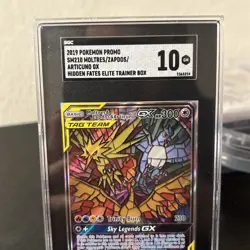 2019 Pokemon Black Star Promo #SM210 Moltres Zapdos Articuno GX ETB FA SGC 10 #S - Image 5