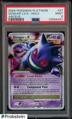 2009 Pokemon Platinum Arceus #97 Gengar LV.X Holo PSA 9 MINT - Image 1