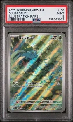 Bulbasaur Illustration Rare Pokemon Mew En-151 166/165 PSA 9 - Image 1