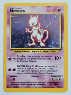 Pokemon TCG Mewtwo Base Set 10/102 Holo 1999-2000 Wizards Base Set Copyright... - Image 1