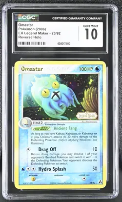 CGC 10 Omastar 2006 EX Legend Maker 23/92 Reverse Holo Stamped Pokemon Card - Image 1