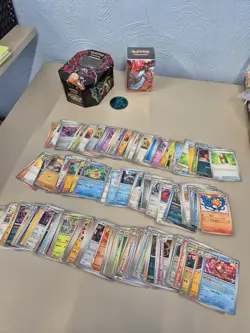 Pokemon TCG Bulk Bundle 200 Random Cards Job Lot + Tin + Deck Box + Coin #5 - Image 1