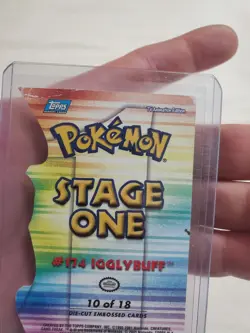 DAMAGED Igglybuff #174 10/18 Topps Pokemon Card Vintage Die-Cut Blue Label - Image 2