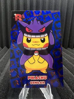 Pikachu Gengar Poncho - Blue Holo Box Hit - Team Rocket Card Database - Pokemon - Image 1