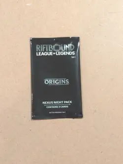 Riftbound Origins Nexus Night Pack Sealed English 3-Card Pack - Image 1