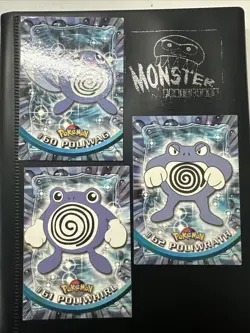 POKEMON TOPPS SERIES 1 ANIMATED CARDS 60 61 62 POLIWAG POILWHIRL POLIWRATH - Image 1