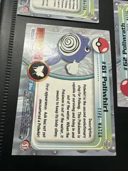POKEMON TOPPS SERIES 1 ANIMATED CARDS 60 61 62 POLIWAG POILWHIRL POLIWRATH - Image 5