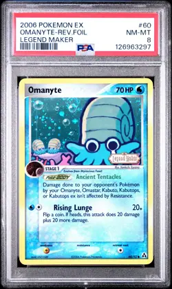 2006 POKEMON EX LEGEND MAKER #60 OMANYTE-REVERSE FOIL PSA 8 - Image 1