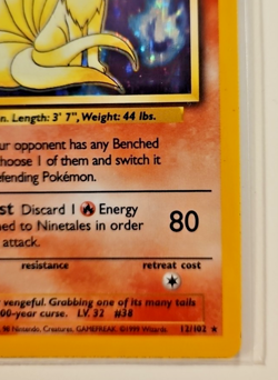 Ninetales 12/102 Holo Rare Pokemon Card Unlimited Base Set LP-NM VTG - Image 3