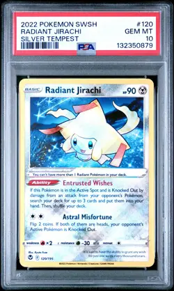 2022 POKEMON SWORD & SHIELD SILVER TEMPEST #120 RADIANT JIRACHI PSA 10 - Image 1