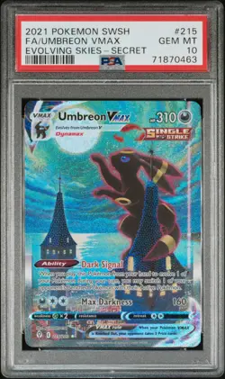 2021 Pokemon Sword & Shield Evolving Skies Fa/Umbreon Vmax #215 PSA 10 - Image 1