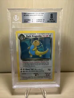 Pokemon 2002 Legendary Collection Dark Dragonite #5 Holo BGS 8 - Image 1