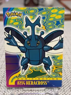 2001 Topps Pokemon Johto Series 1 #214 Heracross (Blue Logo) LP - Image 1