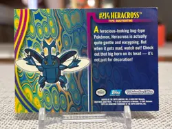 2001 Topps Pokemon Johto Series 1 #214 Heracross (Blue Logo) LP - Image 2