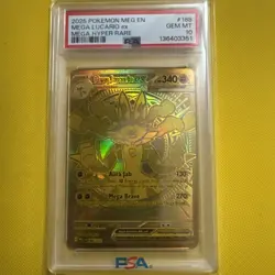 Mega Lucario ex Hyper Rare Gold #188 Mega Evolutions English Pokemon PSA 10 - Image 1