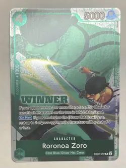 One Piece Roronoa Zoro WINNER Promo ALT ART EB02-019 Foil Rare - Image 1
