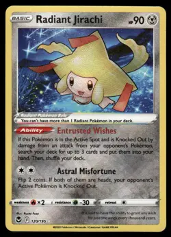 Pokemon Cards Radiant Jirachi 120/195 Silver Tempest Radiant Rare NM - Image 1