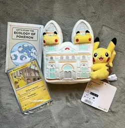 Pokemon x Natural History Museum Pikachu Plush Jumbo Promo Card +Ecology Booklet - Image 1