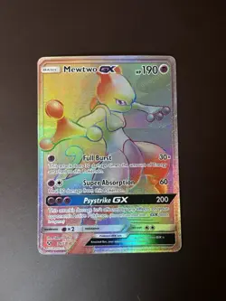Pokemon Mewtwo GX 76/73 Rainbow Secret Rare Holo Card Shining Legends LP - Image 1