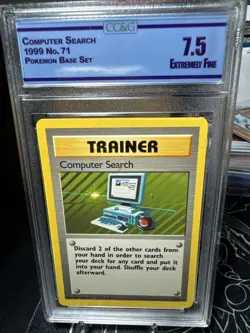 Pokemon TCG Computer Search Base Set 71/102 Regular Graded CCG 7.5 - Image 1