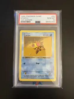 PSA 10 Gem Mint Staryu 1st Edition Base Set Shadowless 1999 Pokemon 65/102 - Image 1