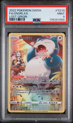2022 POKEMON SWORD & SHIELD LOST ORIGIN #TG10 FULL ART/SNORLAX PSA 9 - Image 1