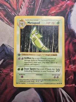 1999 Pokemon TCG Metapod 1st Edition Shadowless Base Set 54/102 MP/HP - Image 1