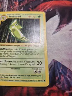 1999 Pokemon TCG Metapod 1st Edition Shadowless Base Set 54/102 MP/HP - Image 3