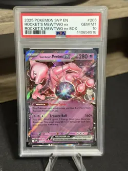POKEMON 2025 Team Rocket Box Promo ROCKET'S MEWTWO EX #205 PSA 10 Gem Mint 4 - Image 1