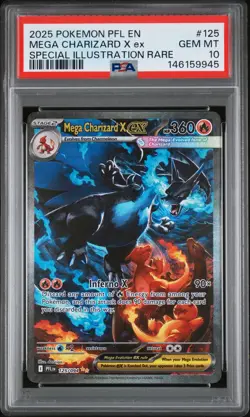 2025 POKEMON PFL EN-PHANTASMAL FLAMES #125 MEGA CHARIZARD X EX PSA 10 - Image 1