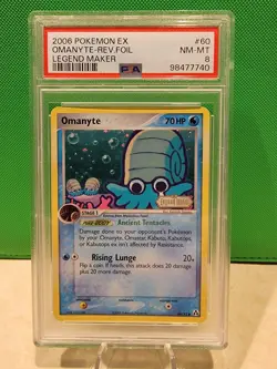 Pokemon TCG Omanyte 60/92 Legend Maker Reverse Foil PSA 8 - Image 1