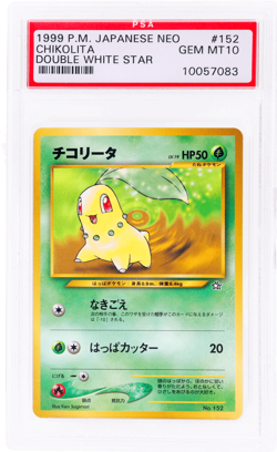 1999 Pokemon Neo 1: Gold, Silver, To A New World Chikorita Japanese #152 PSA 10 - Image 1