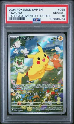 2024 POKEMON SVP EN-SV BLACK STAR PROMO PALDEA ADVENTURE CHEST PIKACHU PSA 10 - Image 1