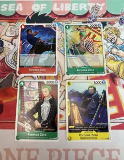 One Piece Stamped Roronoa Zoro OP02-043 OP07-113 OP07-034 PRE-RELEASE Event - Image 1