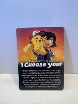 2017 Pikachu & Ash Pokemon the Movie I Choose You Promo Insert Card - Image 1
